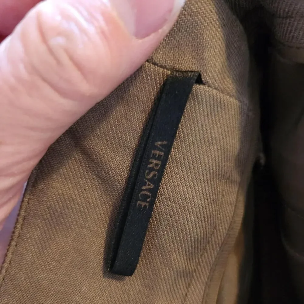 Versace Men's Khaki and Brown Trousers
